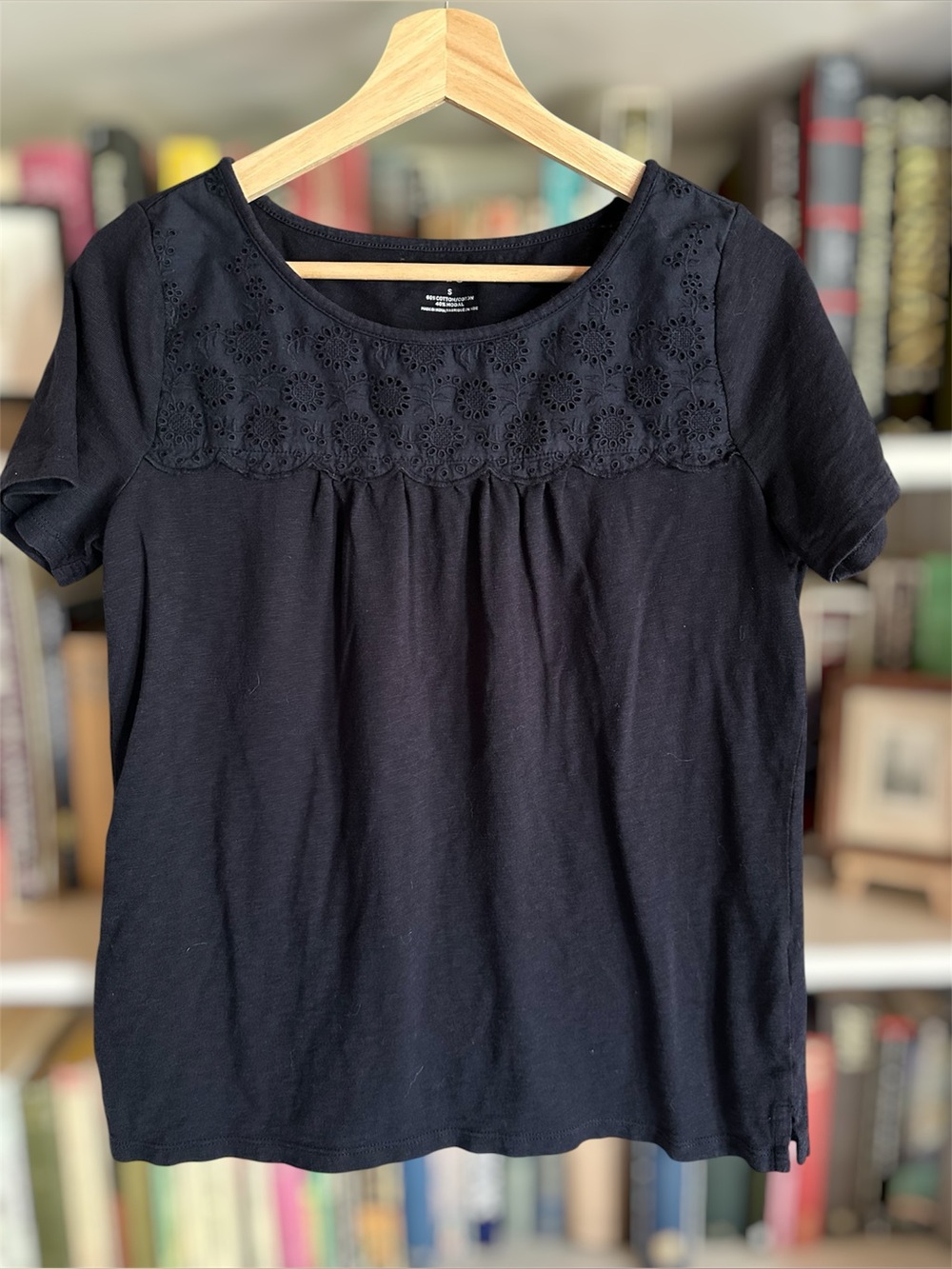 Talbots Navy Blue Top with Embroidery S
